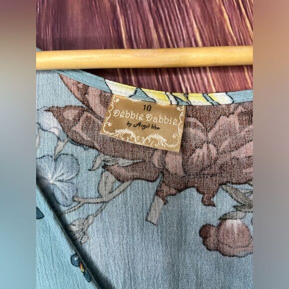 Debbie Dabbie Women’s 10 Blue Flowered Boho embroidered Detail Midi Dress. - Picture 4 of 8